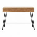 Biurko drewniane z czarnymi metalowymi nogami i szufladą 120x60x75 cm