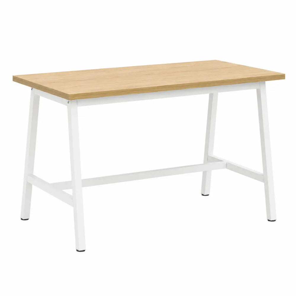 Biurko 120x60 cm drewno laminowane stal biały