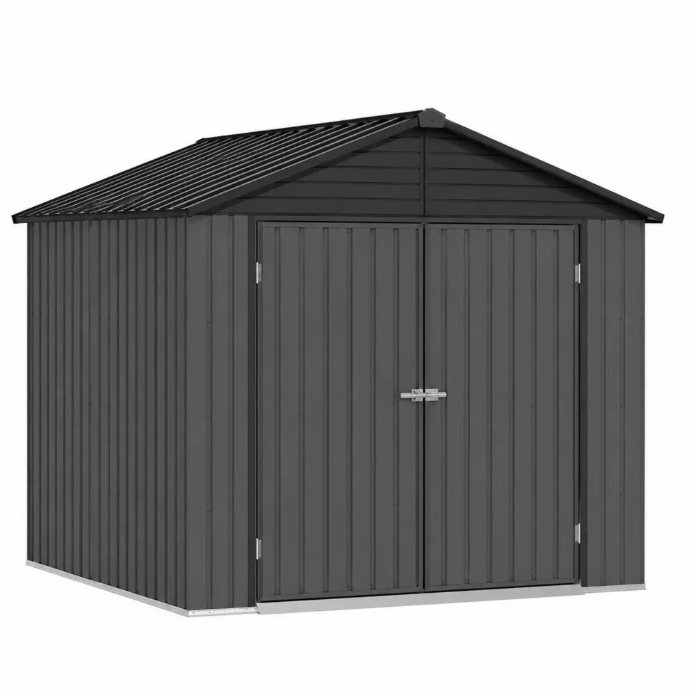 Metalowy domek ogrodowy 2,57m x 2,12m x 1,73m stal szary