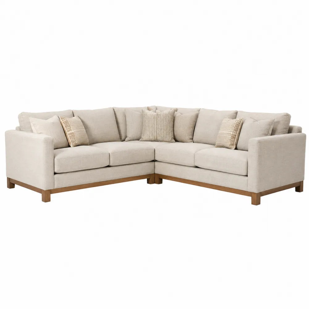 Narożna sofa modułowa z tkaniny lnianej beżowa 250x200x85 cm