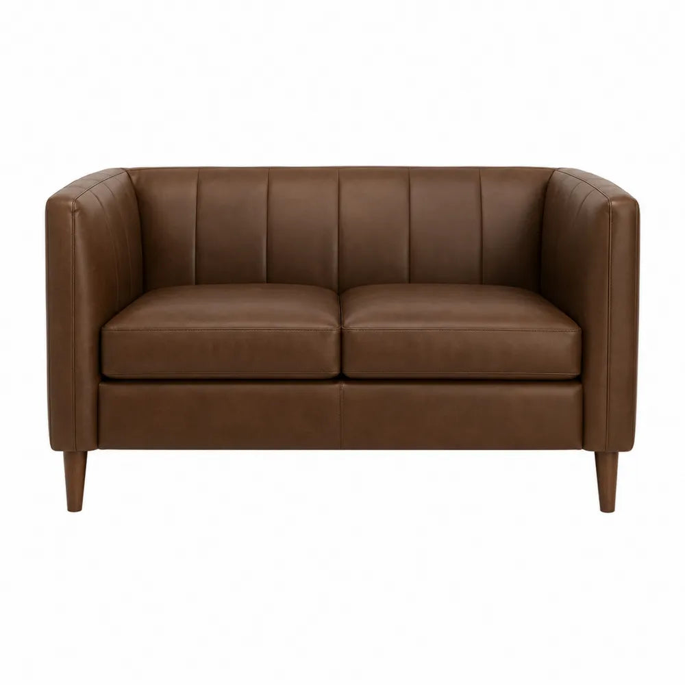 Sofa dwuosobowa z ekoskóry brązowa 150x85x75 cm