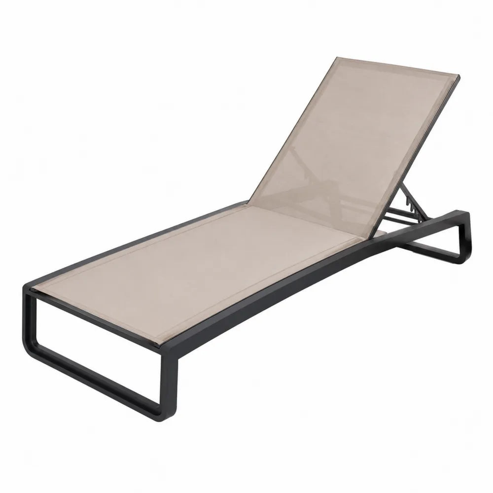 Leżak aluminiowy z tekstylnym siedziskiem 200x68x30 cm beżowy