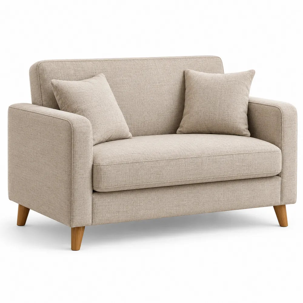 Sofa dwuosobowa lniana beżowa