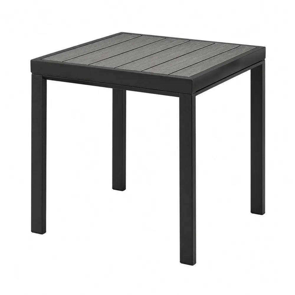 Stół ogrodowy kwadratowy 70 cm aluminium kompozyt drewno czarny