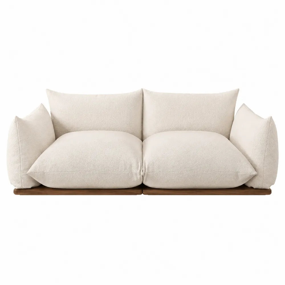 Sofa modułowa z tkaniny boucle jasnobeżowej 200 cm