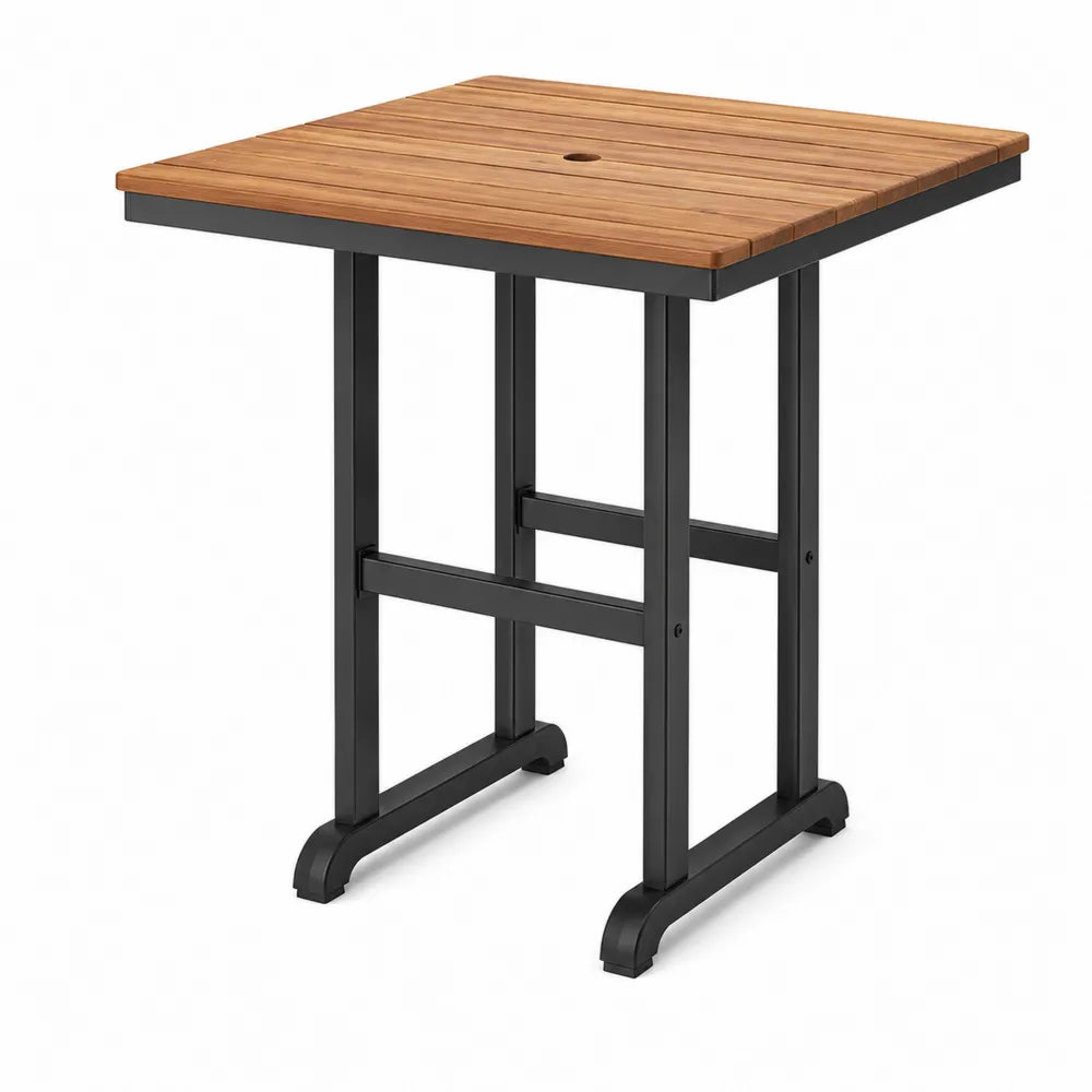 Stół ogrodowy stalowy z drewnianym blatem 70 cm