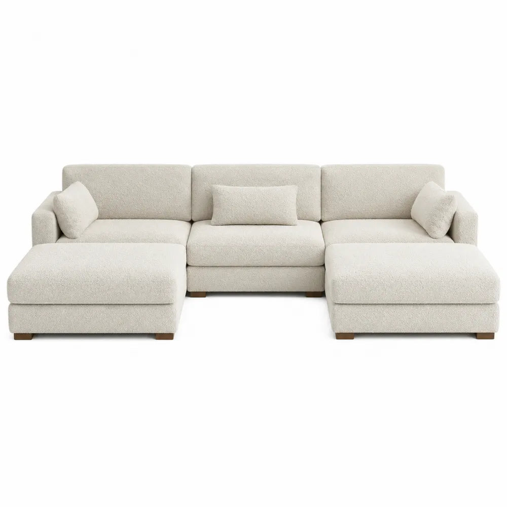 Modułowa sofa narożna materiał boucle beżowy